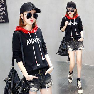 Long-sleeve Contrast-hooded Top