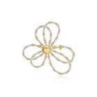 Simple And Fashion Plated Gold Flower Champagne Imitation Pearl Brooch With Cubic Zirconia Golden - One Size