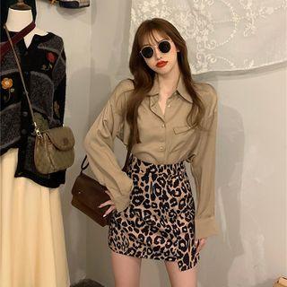 Shirt / Leopard Print A-line Skirt