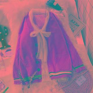 Color-panel Button-up Cardigan