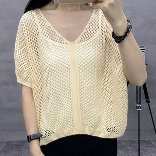 Colour Block Asymmetric Long-sleeve Knit Sweater