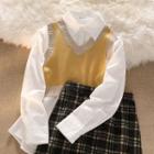 Plaid Mini Skirt / Shirt / Sweater Vest