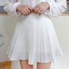Pleated Chiffon Miniskirt