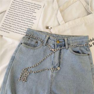 Smiley Face Chained Waist Belt Silver - One Size