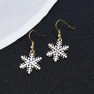Set: Snowflake Necklace + Drop Earring As Shown In Figure - One Size