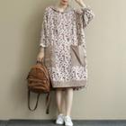 Long-sleeve Printed Hooded A-line Dress