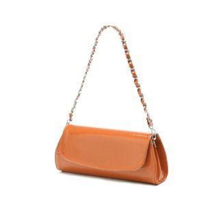 Chain-strap Patent Shoulder Bag Orange - One Size