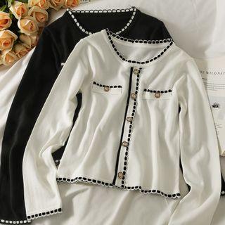 Contrasted-trim Slim-fit Corp Blouse