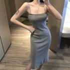 Lettering Slim-fit Sleeveless Dress