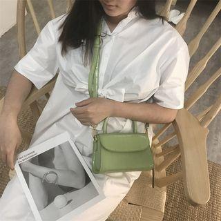 Faux Leather Flap Crossbody Bag Matcha Green - One Size