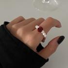Rose Bead Ring Ring - White - One Size