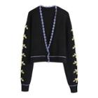 Flower Embroidered Retro Knit Cardigan