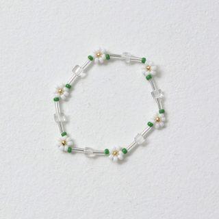 Flower Bead Bracelet Green - One Size