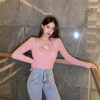 Long-sleeve Zip Lace Top