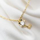 925 Sterling Silver Rhinestone Goldfish Pendant Necklace S925 Silver - Necklace - Gold - One Size