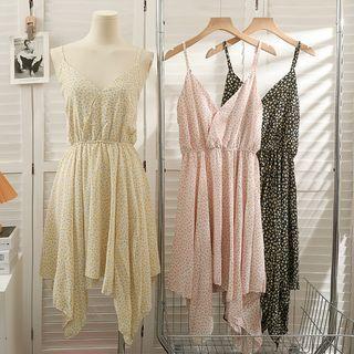 Asymmetrical Deep V-neck Sleeveless Mini Dress