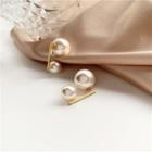 Faux Pearl Alloy Bar Earring 1 Pair - Ear Studs - One Size