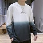 Long-sleeve Lettering Gradient T-shirt