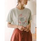 Peach Blossom Embroidered Loose-fit T-shirt