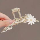 Flower Faux Pearl Alloy Hair Clamp Ly2652 - Hair Clamp - Gold & White - One Size