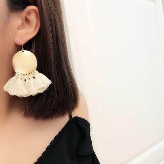 Disc Tasseled Hook Earrings