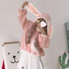 Rabbit Eat Accent Hoodie Pink - One Size