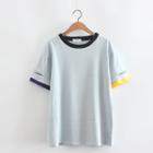 Pinstriped Ripped Short Sleeve T-shirt