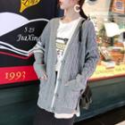 Cable-knit Cardigan Gray - One Size