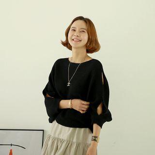 Slit Batwing-sleeve Sweater