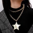 Metal Moon & Star Pendant Layered Necklace