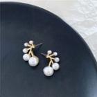 Faux Pearl Stud Earring 1 Pair - Earrings - Silver Pin - Faux Pearl - Gold & White - One Size