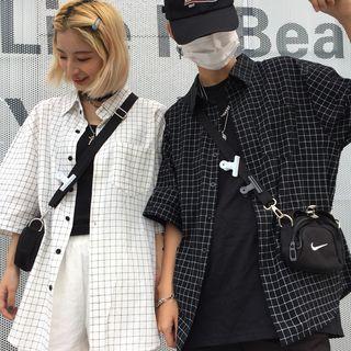 Couple Matching 3/4-sleeve Plaid Shirt