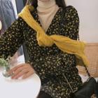 High-neck Lettuce-edge Knit Top