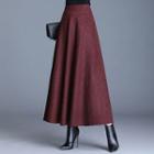 Plaid Maxi A-line Wool Skirt