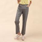 Band-waist Plaid Boot-cut Pants