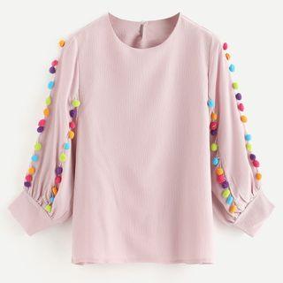 Bobble Long-sleeve Chiffon Blouse
