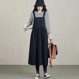 Overall Midi A-line Dress Black - One Size