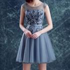 Sleeveless Applique Mini Prom Dress