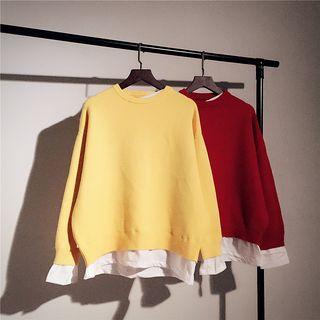 Mock-two-piece Round-neck Sweater