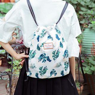 Leaf Print Drawstring Backpack