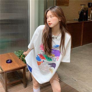 Crewneck Printed Oversize Top White - One Size