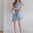 One-shoulder Ruffled Mini Dress