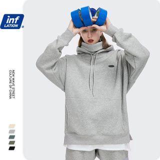 Unisex Drop-shoulder High-neck Hooded Pullover
