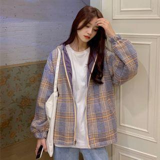 Reversible Hooded Zipped Jacket Purple - One Size