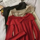 Off-shoulder Ribbon Knit Top