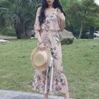 Floral Print Spaghetti Strap Wide Leg Jumpsuit