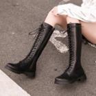 Lace Up Block Heel Tall Boots