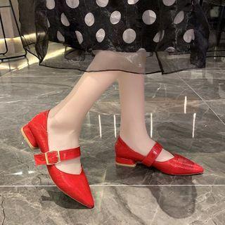 Pointy-toe Chunky-heel Mary Jane Pumps
