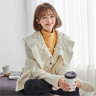 Pom Pom Ruffle-collar Cardigan Ivory - One Size
