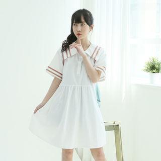 Sailor-collar Mini Polo Dress